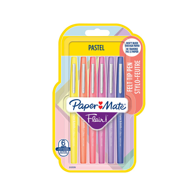 Fineliner Paper Mate Flair Pastel 6 stuks assortiment