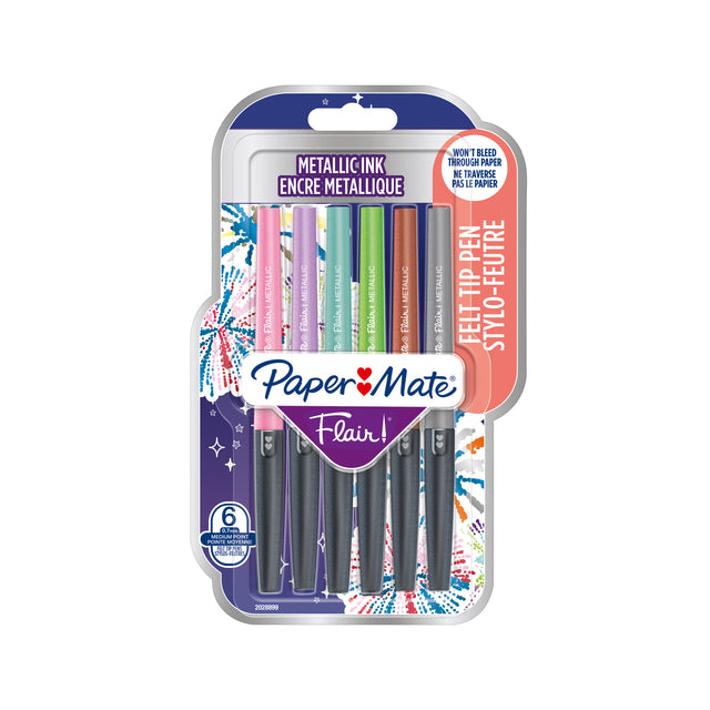 Papermate Flair Metallic Fineliner 6 stuks