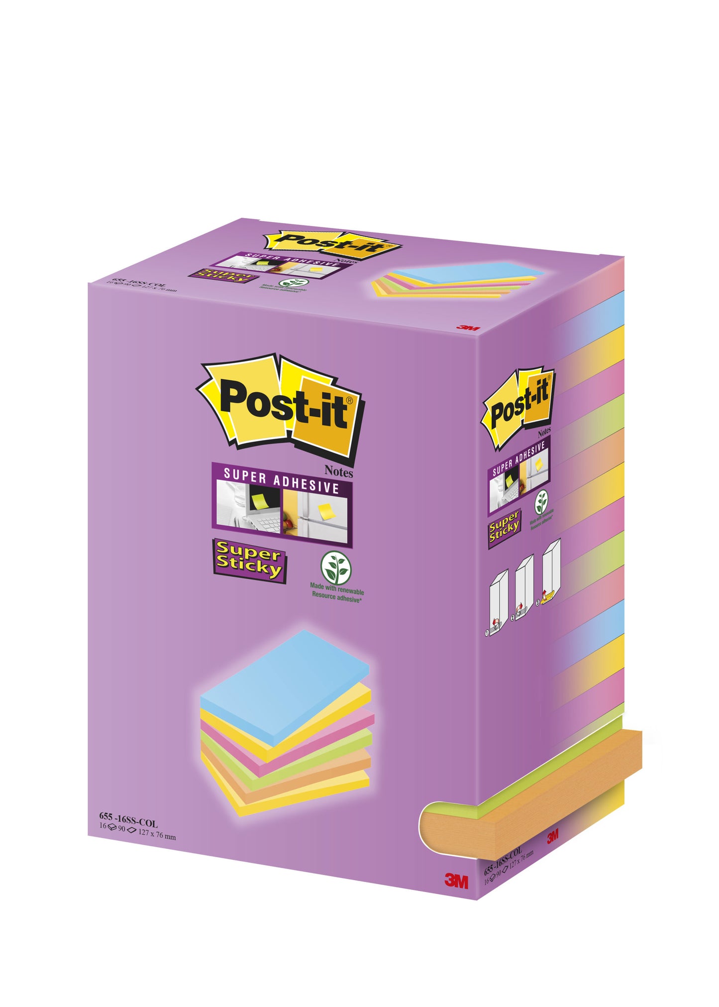 Memoblok Post-it® Assortiment 127x76mm, milieuvriendelijk