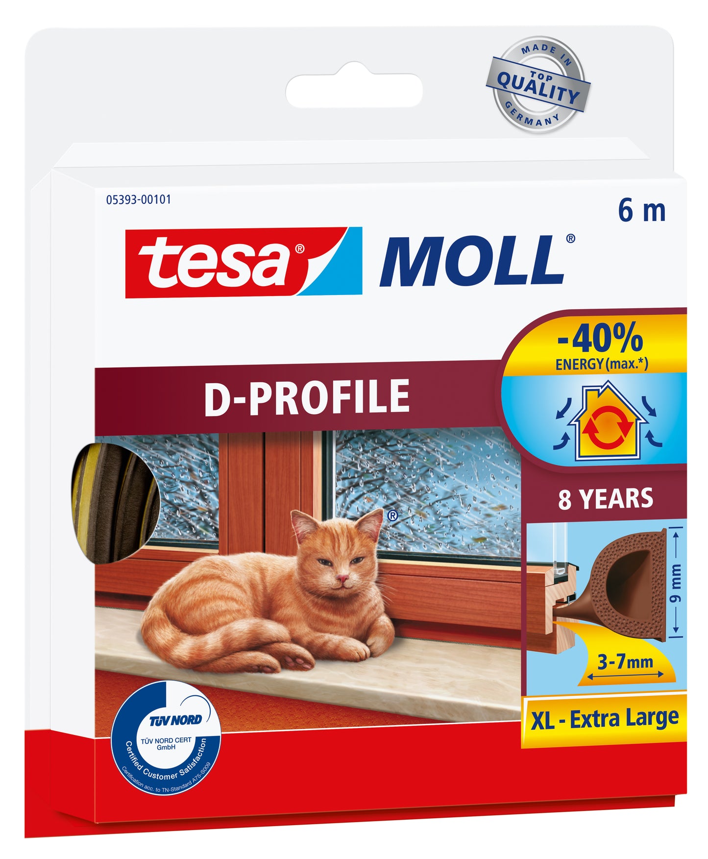 Zelfklevende Tochtstrip Tesamoll D-Profiel 6mx9mm Bruin