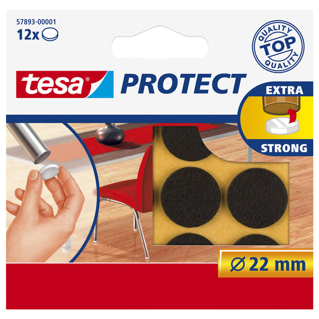 Tesa Protect Beschermvilt Ø22mm bruin, 12 stuks