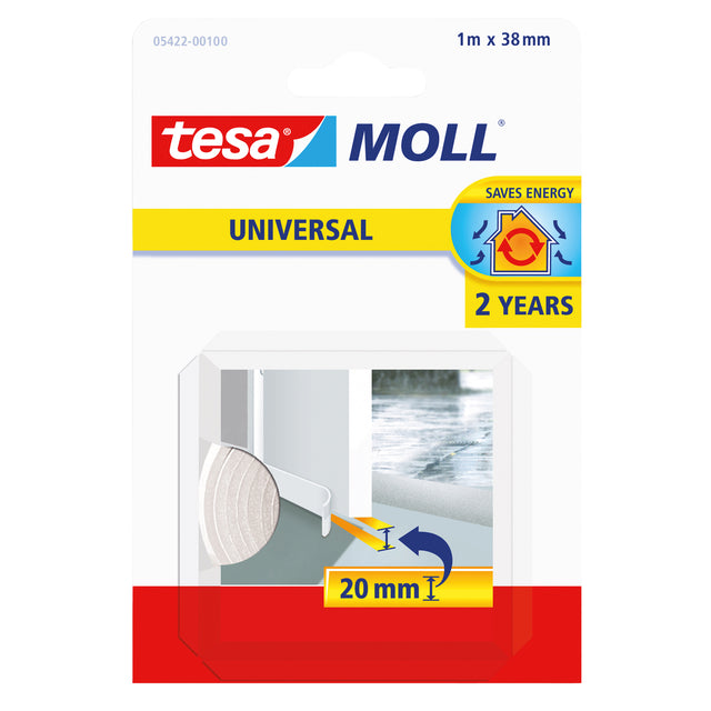 Tesamoll Zelfklevende Tochtstrips voor Deuren 1m x 38mm Wit
