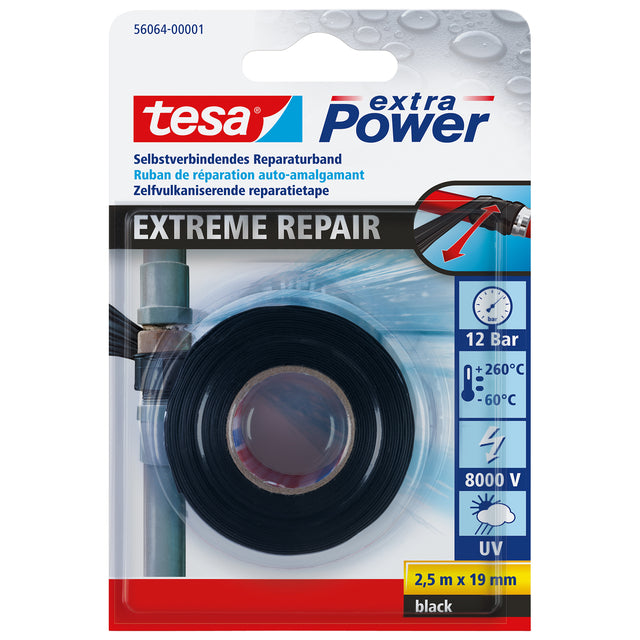 Tesa Extreme Repair Zelfklevende Reparatietape 2.5mx19mm Zwart