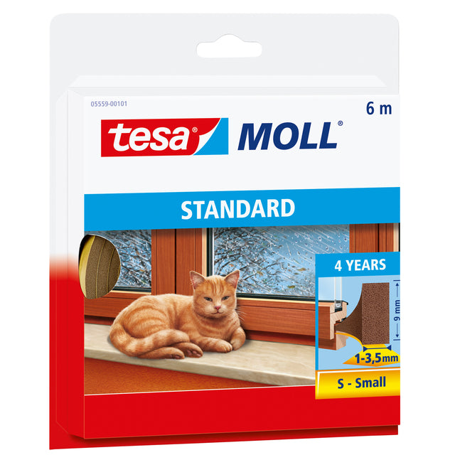 Tochtstrip Tesamoll I-Profiel 6mx9mm Zelfklevend Bruin