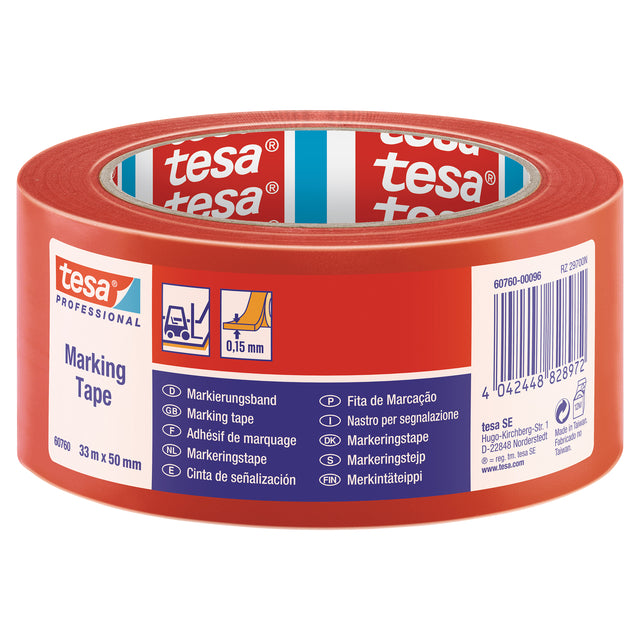 Tesa 60760 Tesaflex PVC markeringstape, 50 mm x 33 m rood
