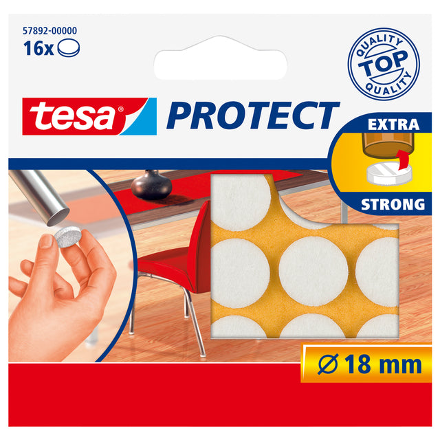 Beschermvilt tesa anti-kras Ø18mm wit, 12 stuks