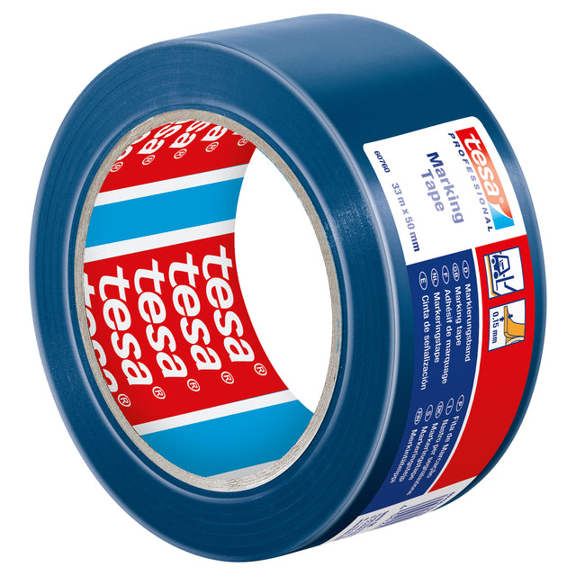 Markeringstape TESA 60760 PVC 50mmx33m blauw - 2