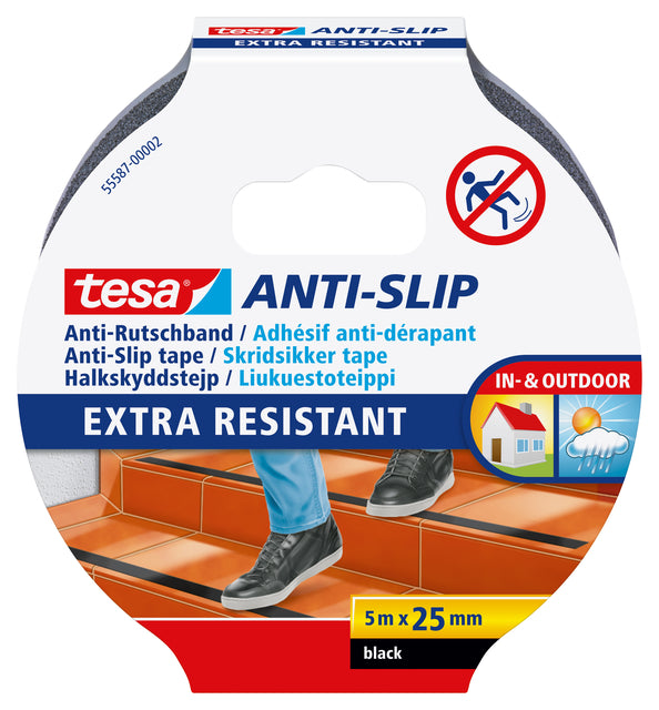 Tesa Antislip Tape 5m x 25mm Zwart