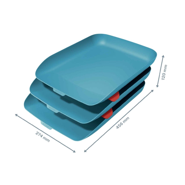 Leitz Cosy A4 Brievenbak Set van 3 Blauw - 2