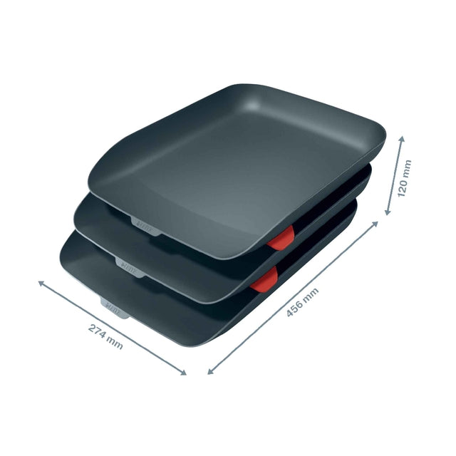 Leitz Cosy Set van 3 A4 Grijze Brievenbakken - 2
