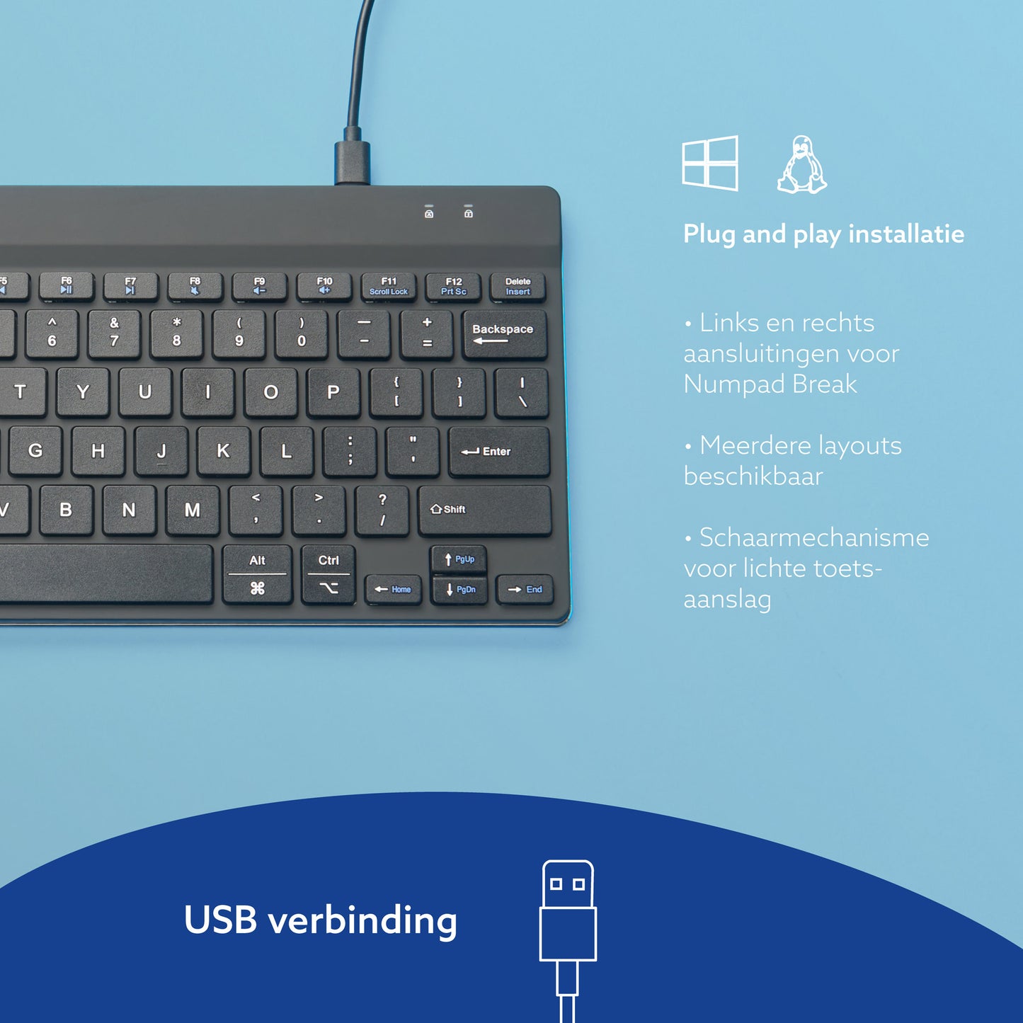 R-Go Ergonomisch Compact Break QWERTY Toetsenbord met Pauzesignalen - 5