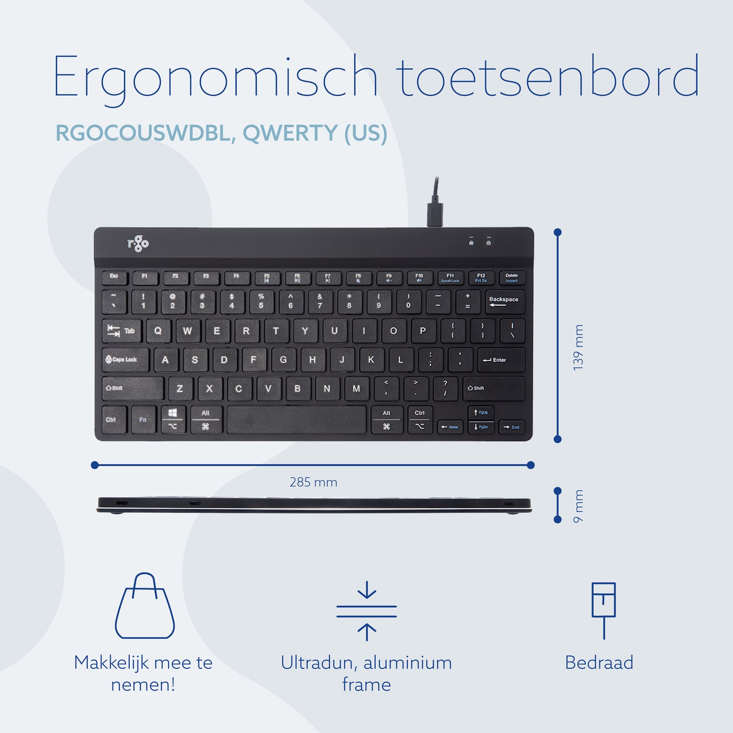 R-Go Ergonomisch Compact Break QWERTY Toetsenbord met Pauzesignalen - 6