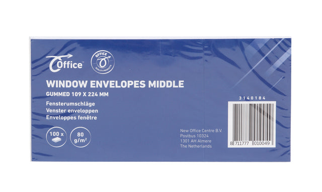 Envelop Office 109x224mm EA6 80g/m² met venster en gegomde sluiting - 2