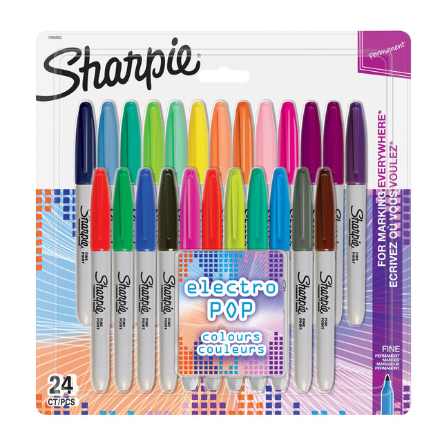 Sharpie Electro Pop Viltstift rond 0,9mm, 24 stuks assorti