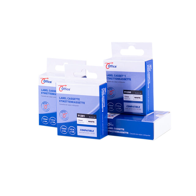Office Paper Zwart/Wit Labeltape 4 meter, Compatibel - 3