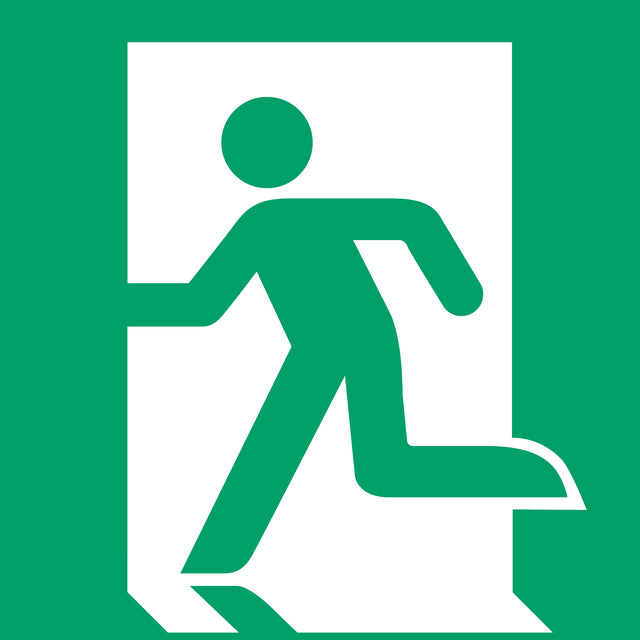 Nooduitgang links Pictogram 200x200 mm Groen-Wit ISO 7010