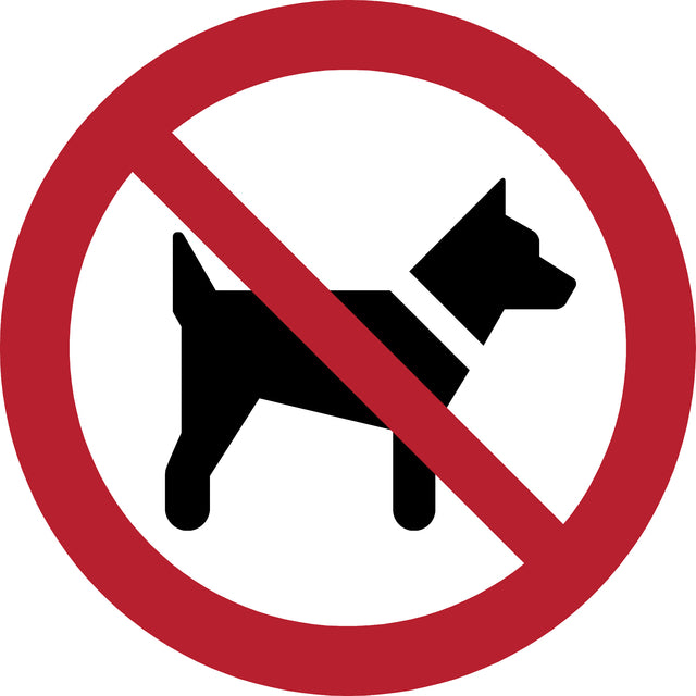 Pictogrambordje Honden Niet Toegestaan Ø 200 mm Rood-Wit ISO 7010