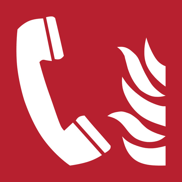 Pictogram Noodtelefoon Brand ISO 7010 200x200mm Rood-Wit