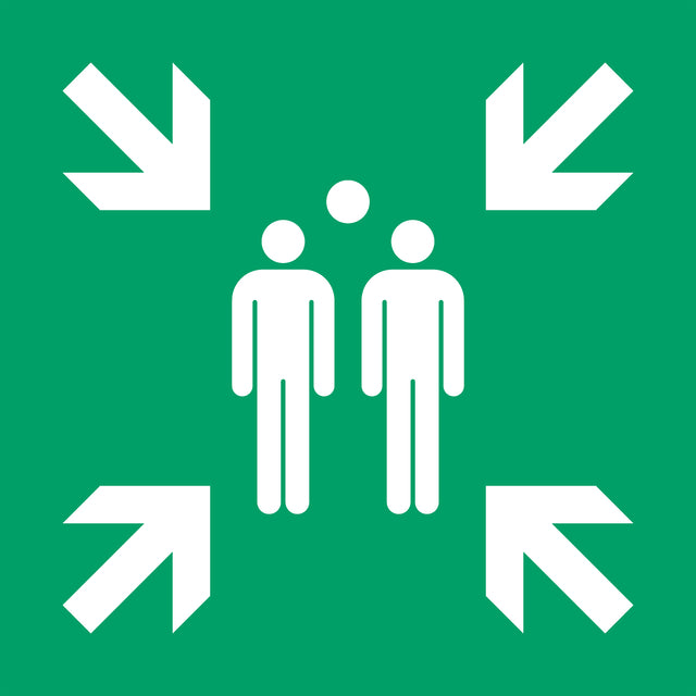 Pictogram Verzamelplaats ISO 7010 200x200 mm Groen-Wit