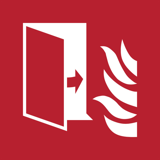 Pictogram Branddeur ISO 7010 200x200mm Rood-Wit