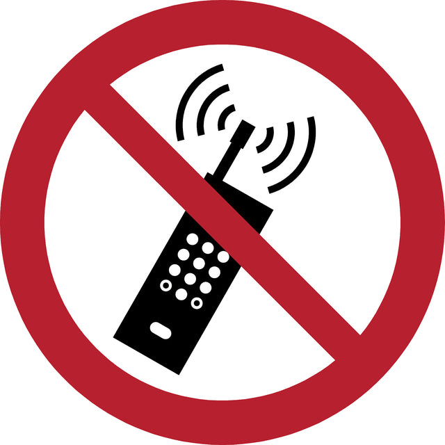 Pictogrambordje Mobiele Telefoon Verboden Ø 200 mm Rood-Wit