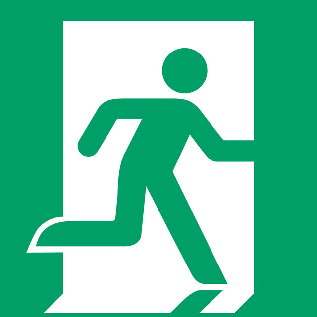 Pictogram Nooduitgang Rechts ISO 7010 200x200 mm Groen-Wit
