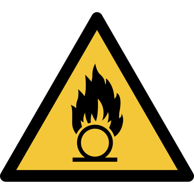 Oxiderende Stoffen Pictogram ISO 7010 Geel-Zwart 200x176 mm