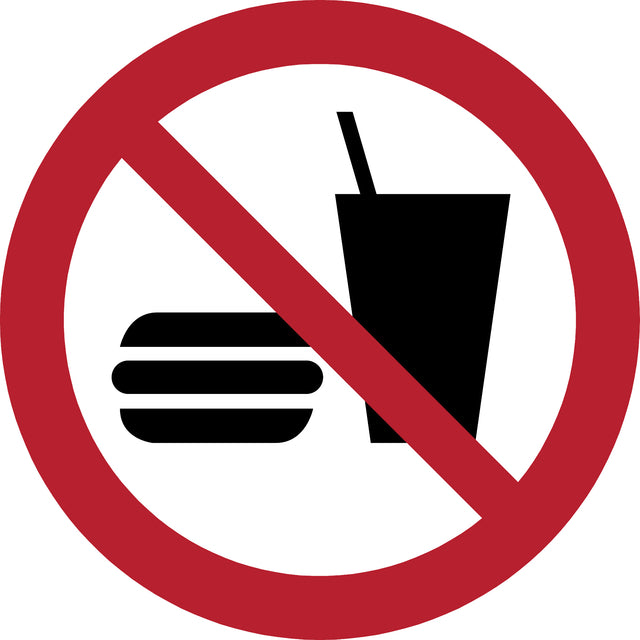 Pictogram Verboden Eten en Drinken ISO 7010 Ø 200mm Rood-Wit