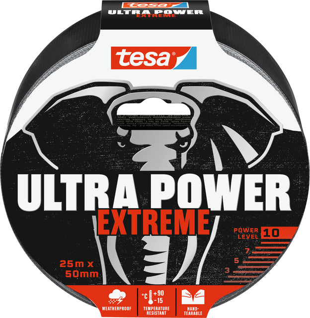 Reparatietape tesa Ultra Power Extreme 25m x 50mm Zwart