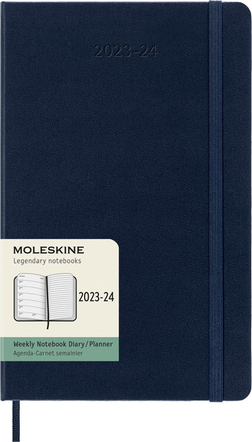 Agenda 2023/24 Moleskine Weekplanner 7 Dagen / 1 Pagina, XL 190x250 mm Zwart