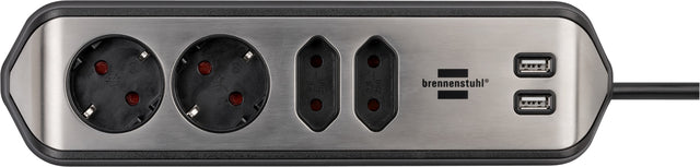 Brennenstuhl Estilo 4-voudige USB Stekkerdoos 2m Zwart