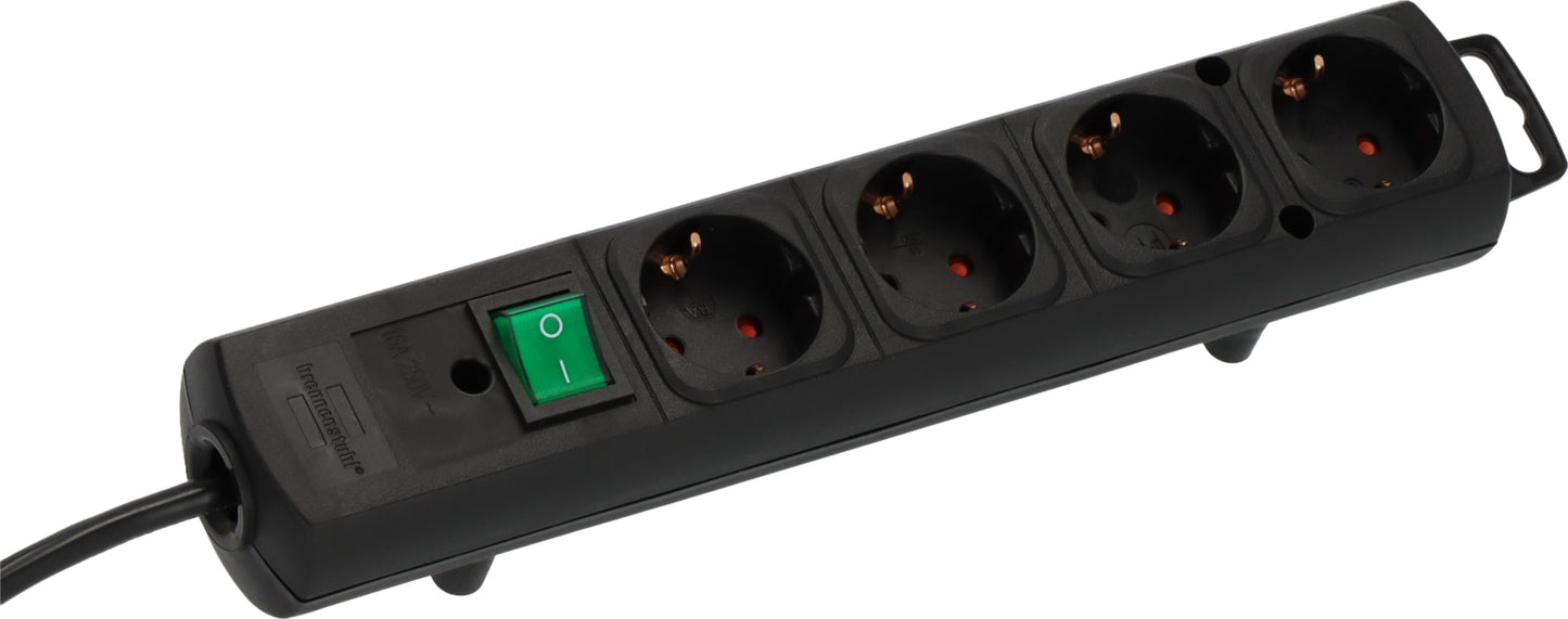 4-weg Verdeeldoos Comfort Plus met 2m kabel zwart - 4