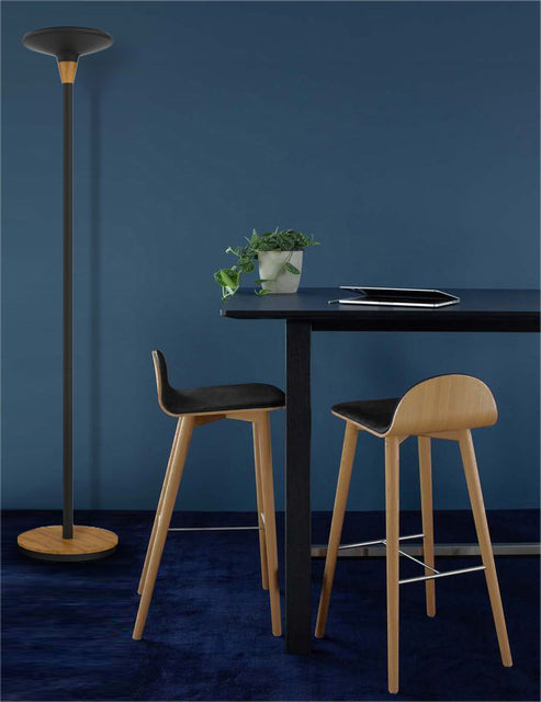 Vloerlamp Unilux Baly LED bamboe zwart met indirecte verlichting - 4