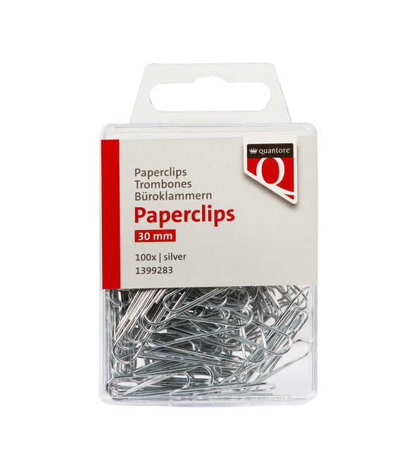 Paperclip Quantore 30mm rond zilver, 100 stuks