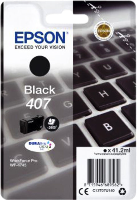 Epson 407 T07U140 Zwart inktcartridge voor Epson printers
