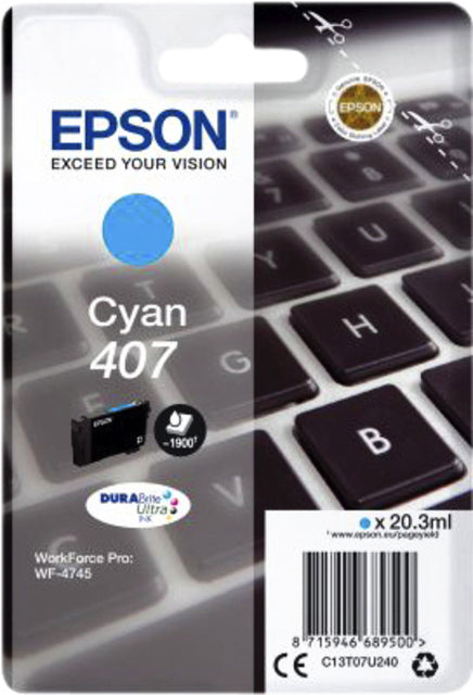 Epson 407 T07U240 Blauw inktcartridge voor Epson printers