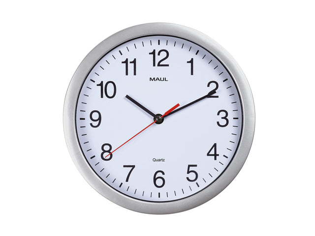 Wandklok Maul Run Quartz, Ø25 cm, Kunststof Zilver/Wit