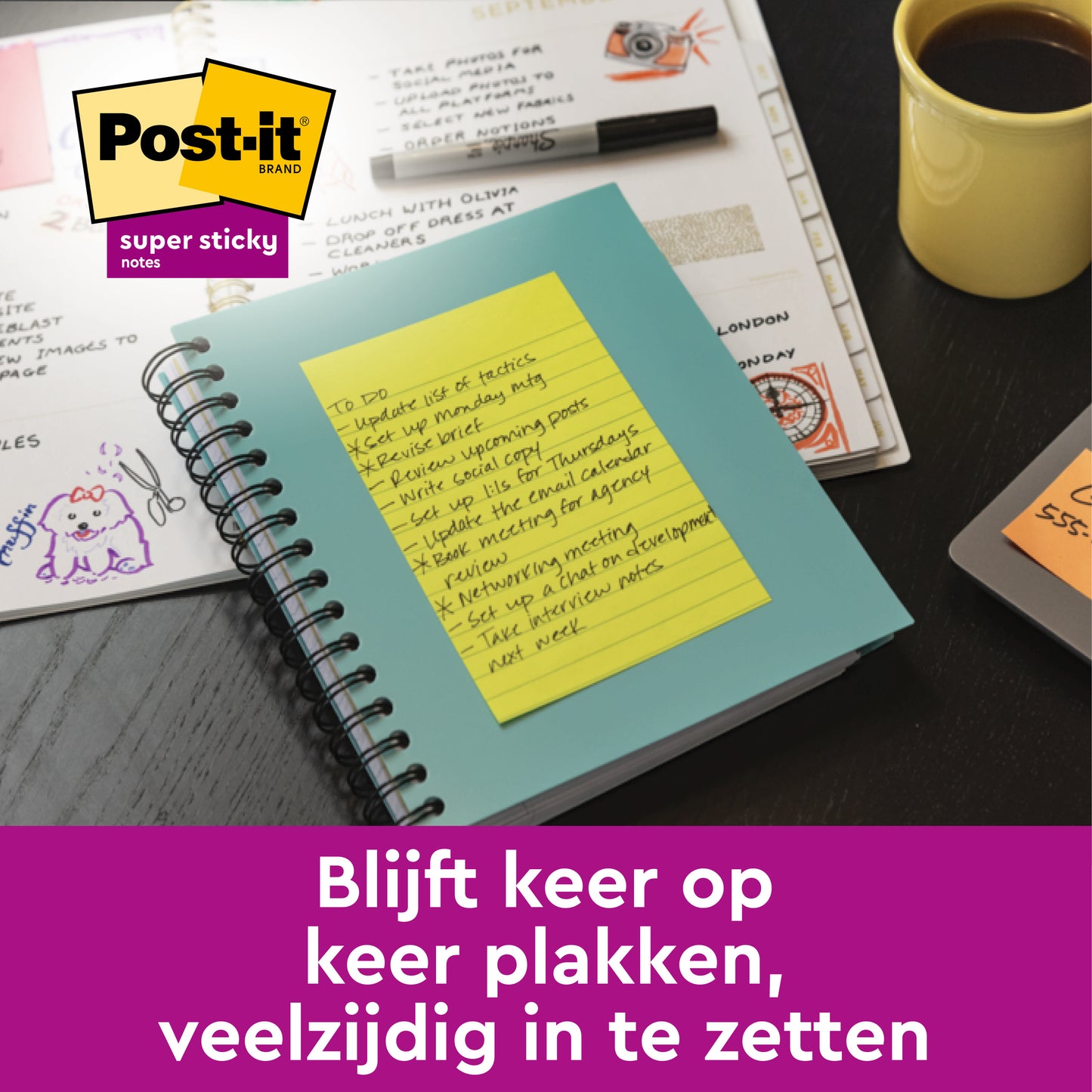 Post-it Super Sticky meeting notities 152x101mm, 3 kleuren, 3 stuks - 3
