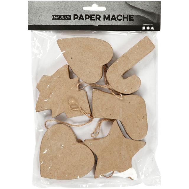 Crea Com kerstdecoratiehangers, 6 stuks, 6 ontwerpen, 7-8cm