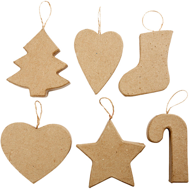 Crea Com kerstdecoratiehangers, 6 stuks, 6 ontwerpen, 7-8cm - 2