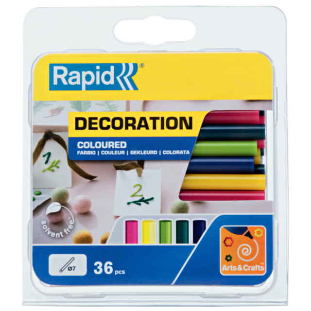 Rapid Lijmpatroon 7mm 36 Sticks, assorti kleuren