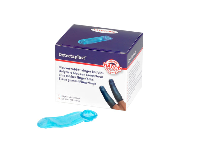 Blauw Vingerling Detectaplast in rubber, HACCP-gecertificeerd
