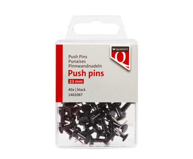 Quantore Push Pins Zwart, 40 stuks