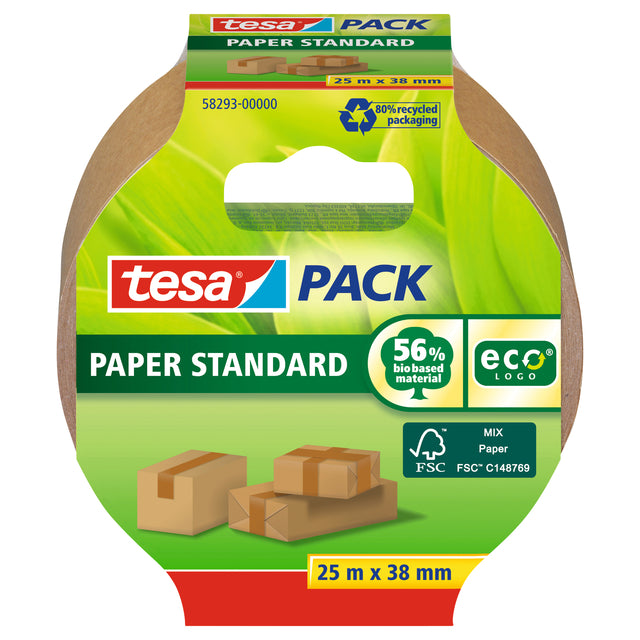 Tesapack Eco Papier Verpakkingstape 25mx38mm Bruin