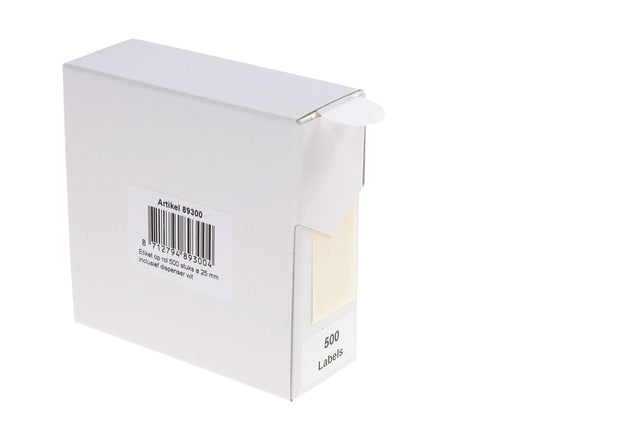 Rillprint 25mm Wit Ronde Etiket op Rol, 500 stuks - 2
