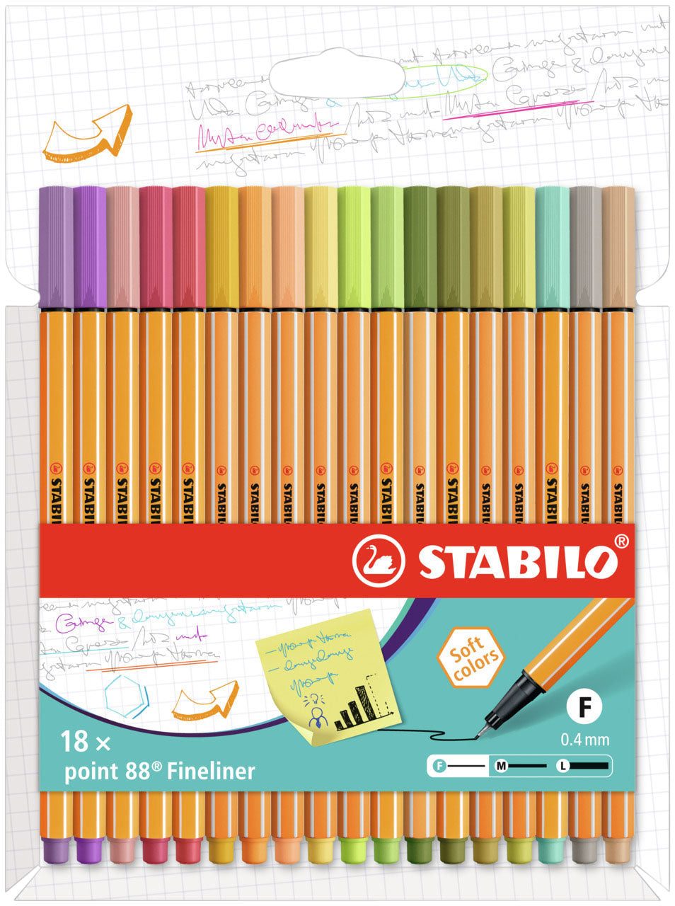 Fineliner STABILO point 88 F ass 18st