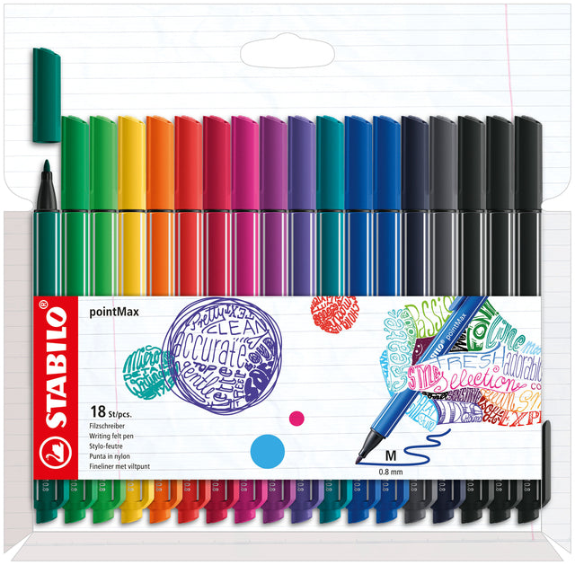 Stabilo PointMax Fineliner Pastel 0,8mm 4 Stuks