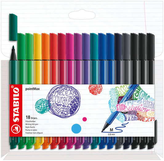 Stabilo PointMax Fineliner Pastel 0,8mm 4 Stuks