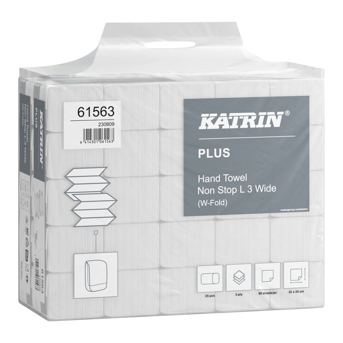 Handdoek Katrin W-vouw Plus 3-laags 24x32cm 25x90 stuks