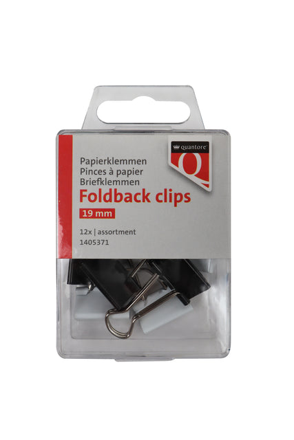 Foldback clips Quantore 19mm assorti 12 stuks